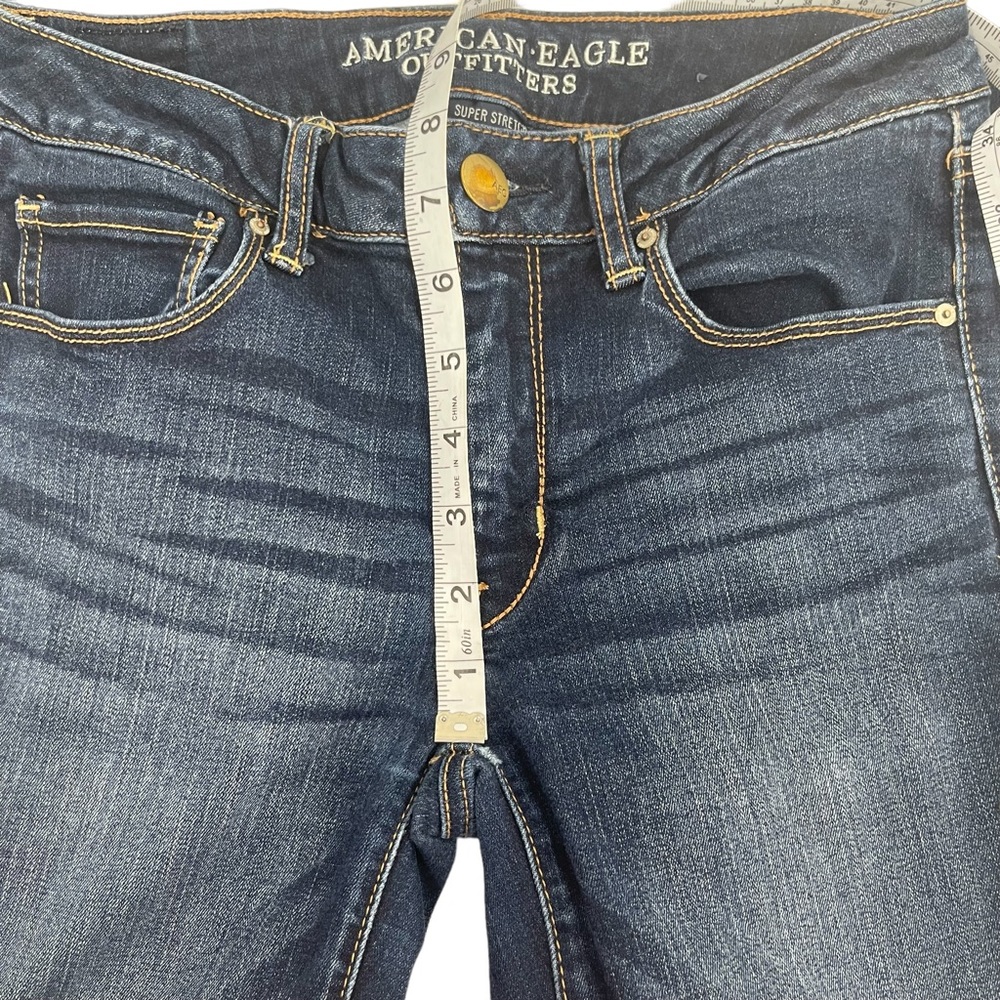 American Eagle Super Stretch Dark Wash Skinny Denim Jeans Size 4 - Picture 11 of 13